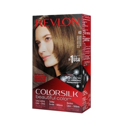 REVLON ColorSilk Beautiful Color 3D Color Gel Technology Permanent + No Ammonia 40 Medium Ash Brown