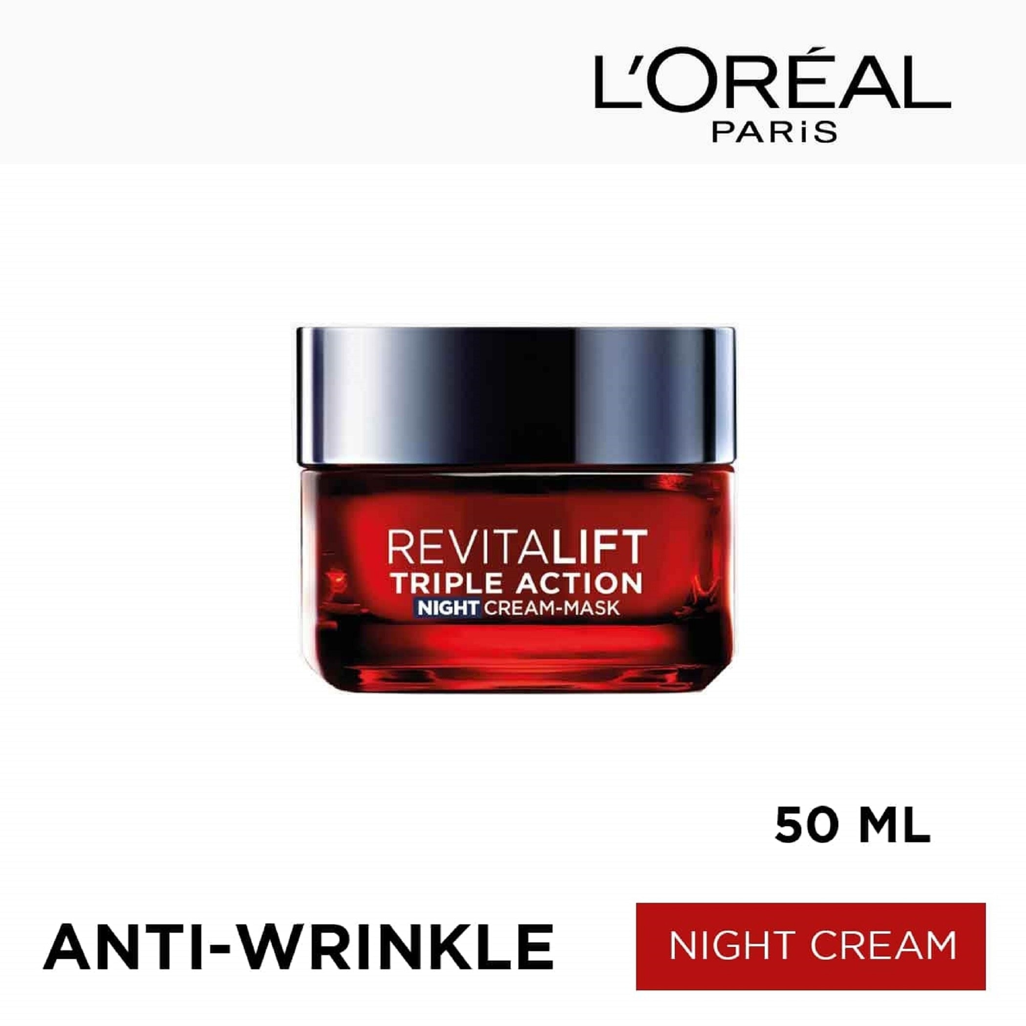 Paris Revitalift Triple Action - Anti-Aging Night Cream 50ml (REDUCES FINE LINES)