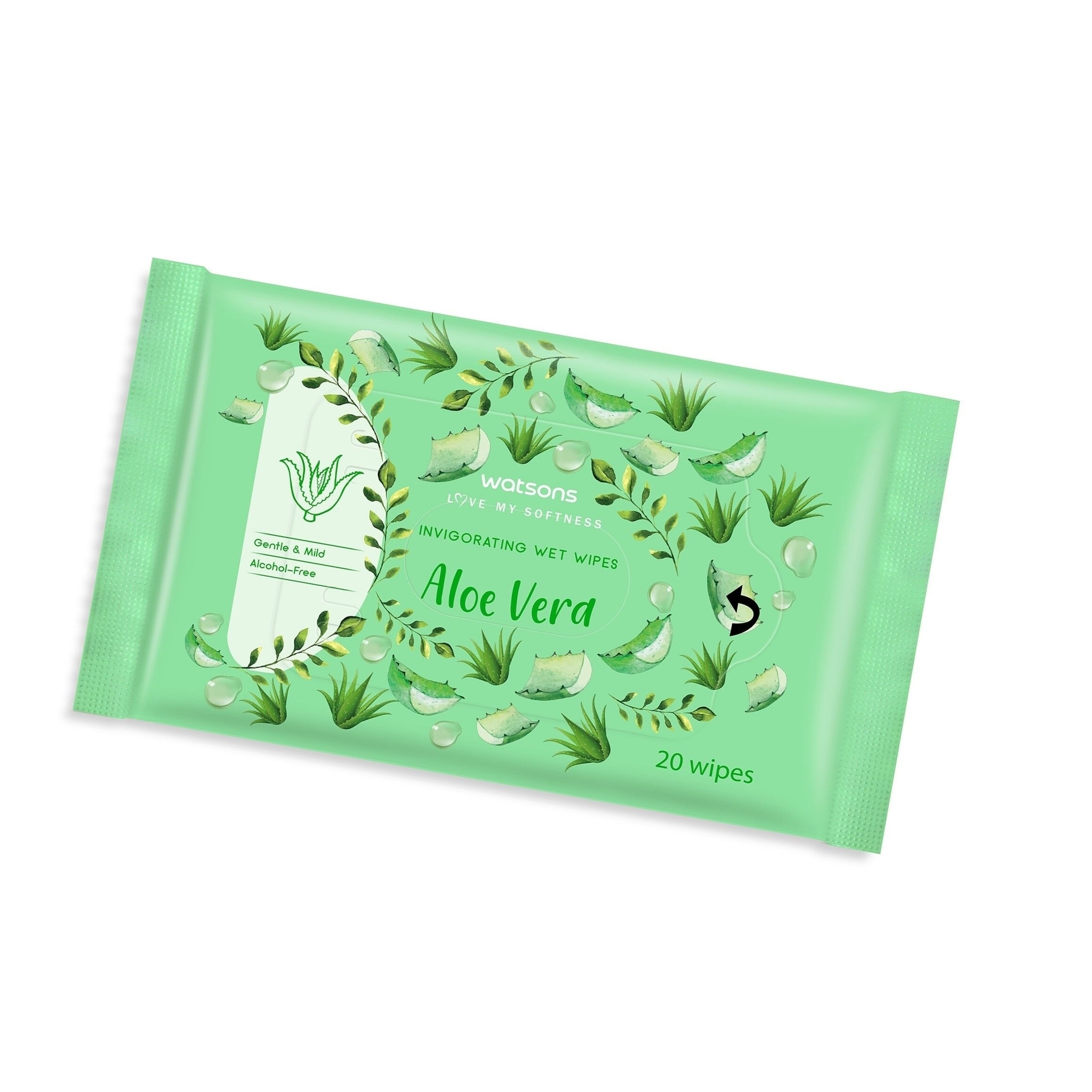 Invigorating Wet Wipes Aloe Vera Scented 20 Sheets