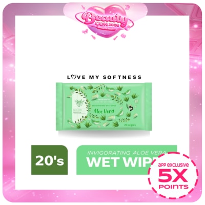 WATSONS - Invigorating Wet Wipes Aloe Vera Scented 20 Sheets