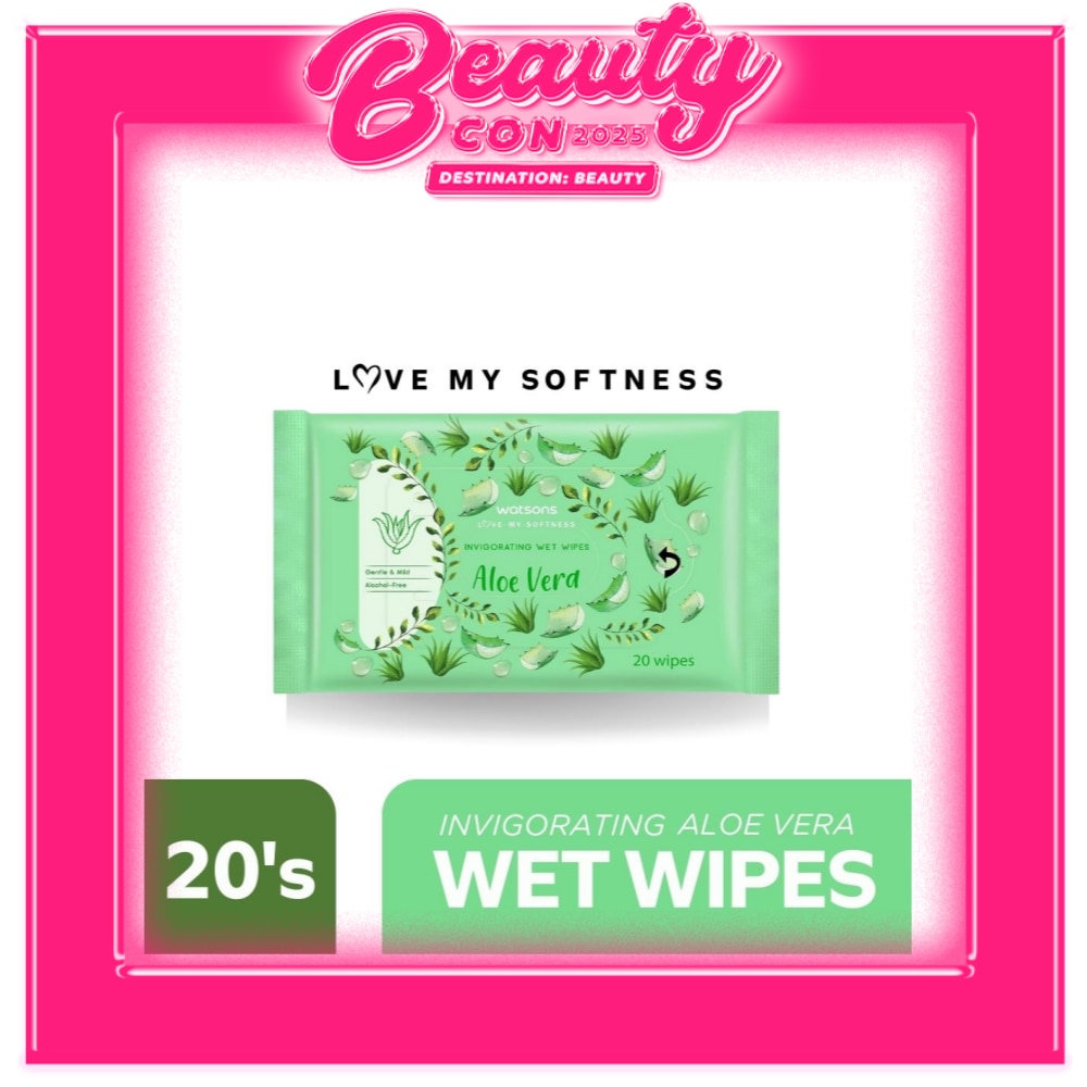 Invigorating Wet Wipes Aloe Vera Scented 20 Sheets