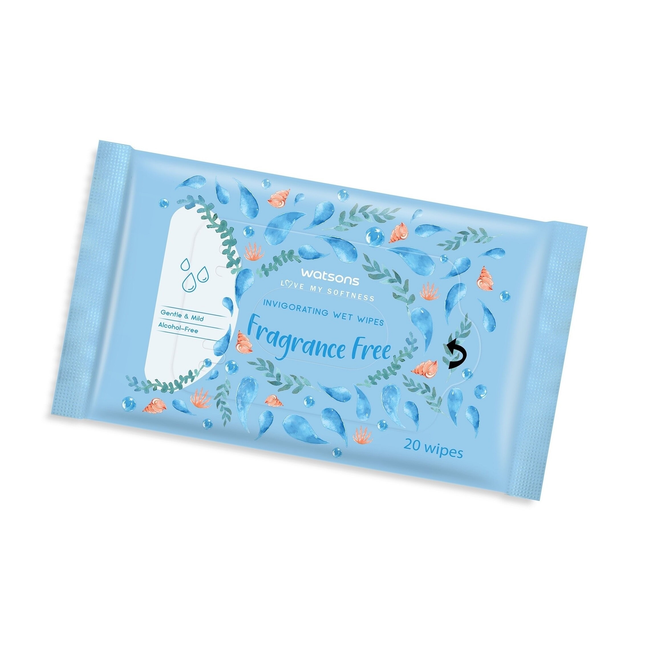 Invigorating Wet Wipes Unscented 20 Sheets