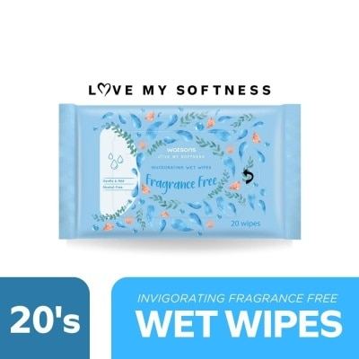 WATSONS Invigorating Wet Wipes Unscented 20 Sheets