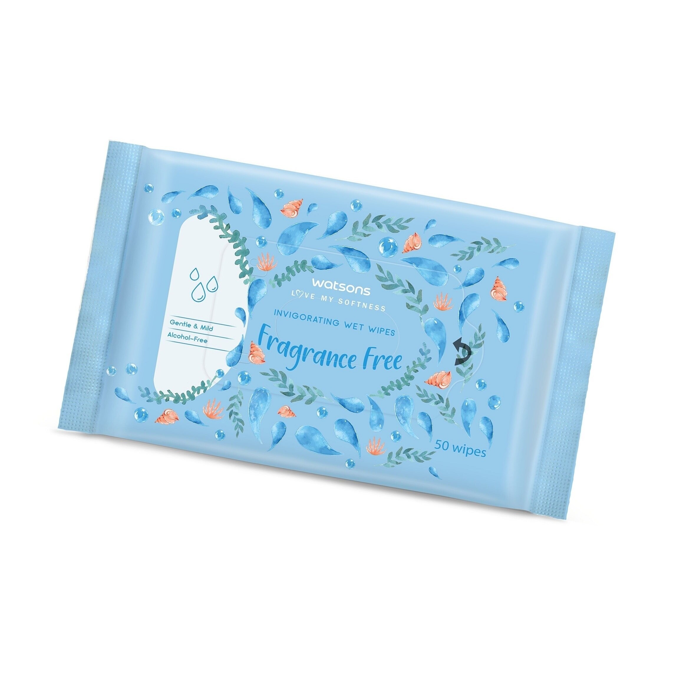 Invigorating Wet Wipes Unscented 50 Sheets