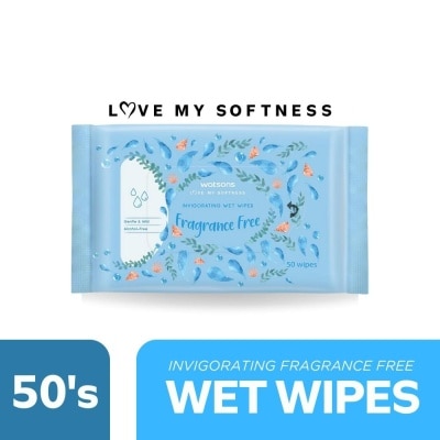 WATSONS Invigorating Wet Wipes Unscented 50 Sheets