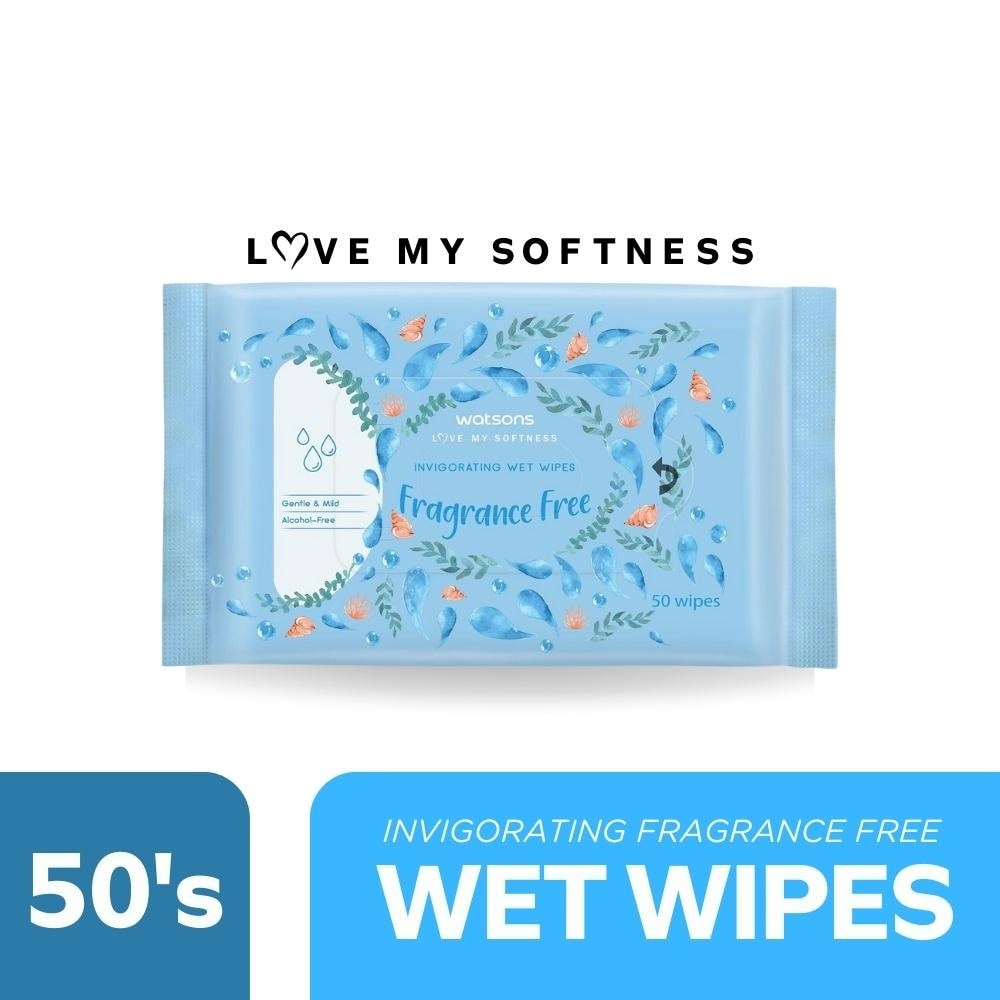 Invigorating Wet Wipes Unscented 50 Sheets