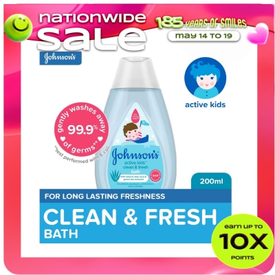 JOHNSONS BABY - Johnson's Active Kids Clean & Fresh Baby Shampoo 200ml - Shampoo for Kids, For Kids Bath