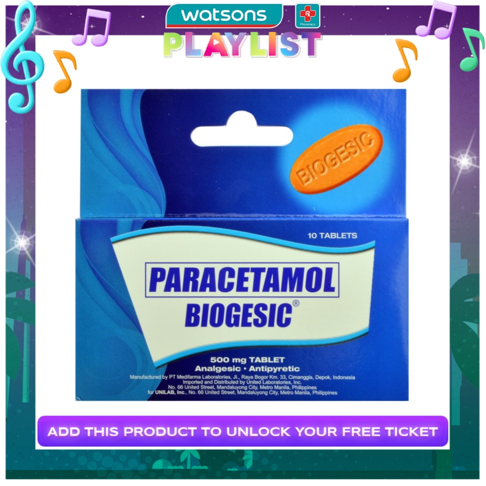 Biogesic Paracetamol 500mg 10 Tablets