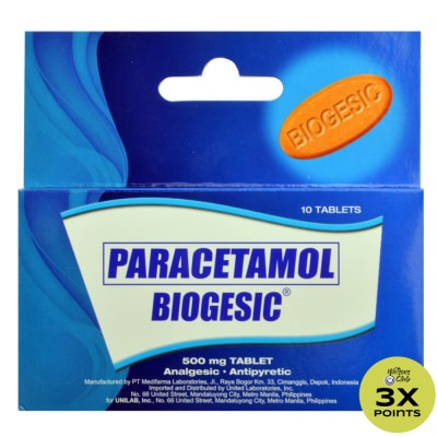 BIOGESIC Biogesic Paracetamol 500mg 10 Tablets