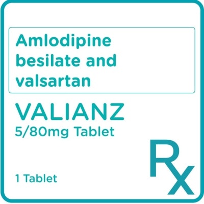 VALIANZ Valianz Amlodipine 5mg + Valsartan 80mg 1 Tablet [Prescription Required]