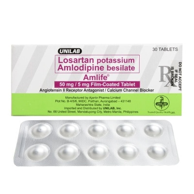 AMLIFE Losartan Potassium + Amlodipine Besilate 50mg/5mg 1 Filmcoated Tablet [PRESCRIPTION REQUIRED]