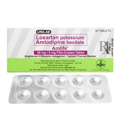 AMLIFE AMLIFE Losartan Potassium + Amlodipine Besilate 50mg/5mg 1 Filmcoated Tablet [PRESCRIPTION REQUIRED]