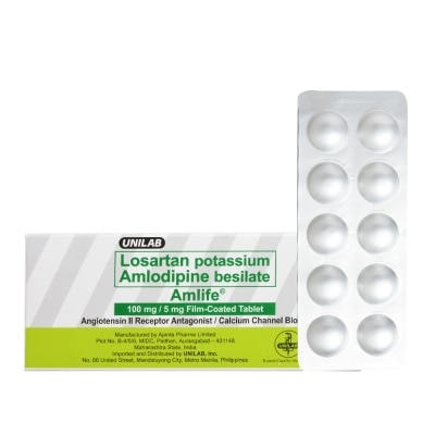 AMLIFE Losartan Potassium + Amlodipine Besilate 100mg/5mg 1 Filmcoated Tablet [PRESCRIPTION REQUIRED]