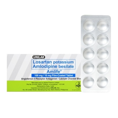 AMLIFE Losartan Potassium + Amlodipine Besilate 100mg/10mg 1 Filmcoated Tablet [PRESCRIPTION REQUIRED]