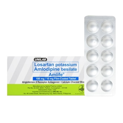 AMLIFE AMLIFE Losartan Potassium + Amlodipine Besilate 100mg/10mg 1 Filmcoated Tablet [PRESCRIPTION REQUIRED]