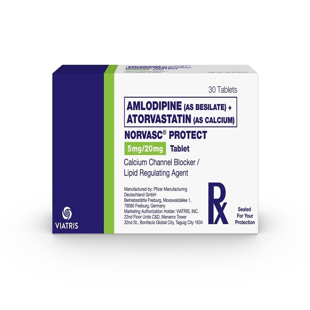 NORVASC PROTECT Amlodipine besilate 5mg + Atorvastatin Calcium 20mg Sold Per Piece [PRESCRIPTION REQUIRED]