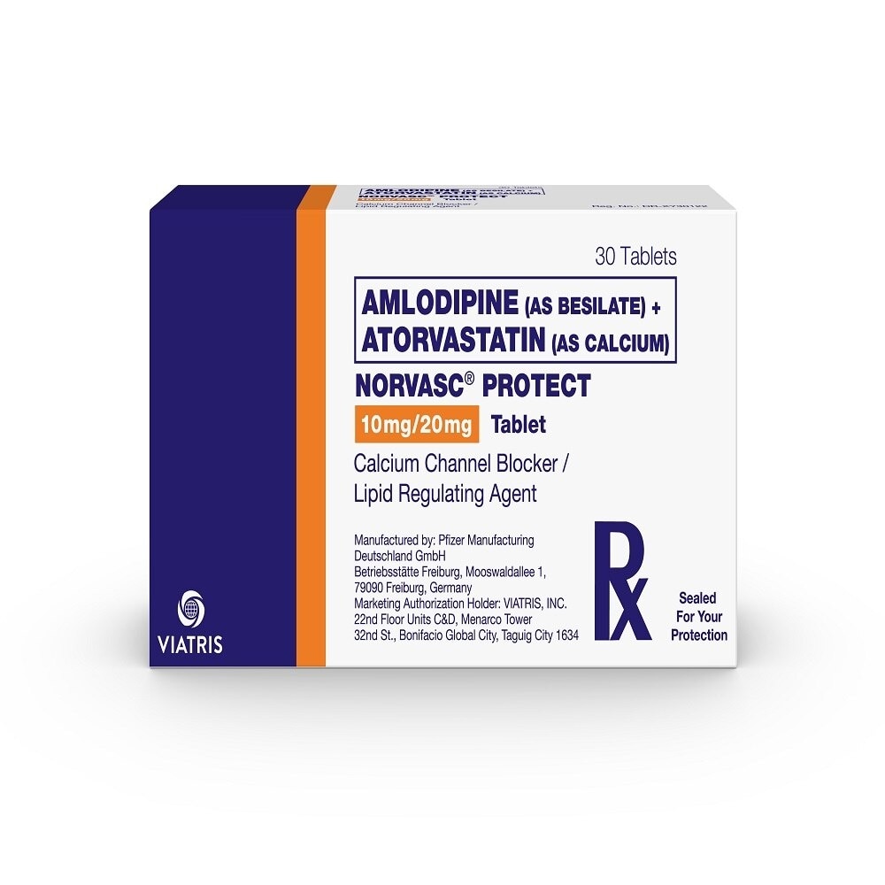 NORVASC PROTECT Amlodipine besilate 10mg + Atorvastatin Calcium 20mg Sold Per Piece [PRESCRIPTION REQUIRED]