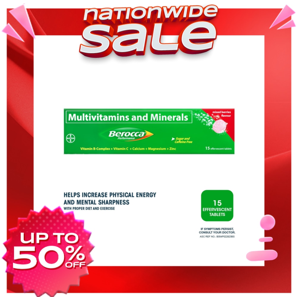 Berocca Effervescent Tablet Mixed Berries Flavor 15s