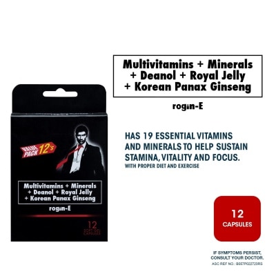 ROGIN E Multivitamins + Minerals + Deanol + Royal Jelly + Korean Panax Ginseng 12 Softgel Capsules