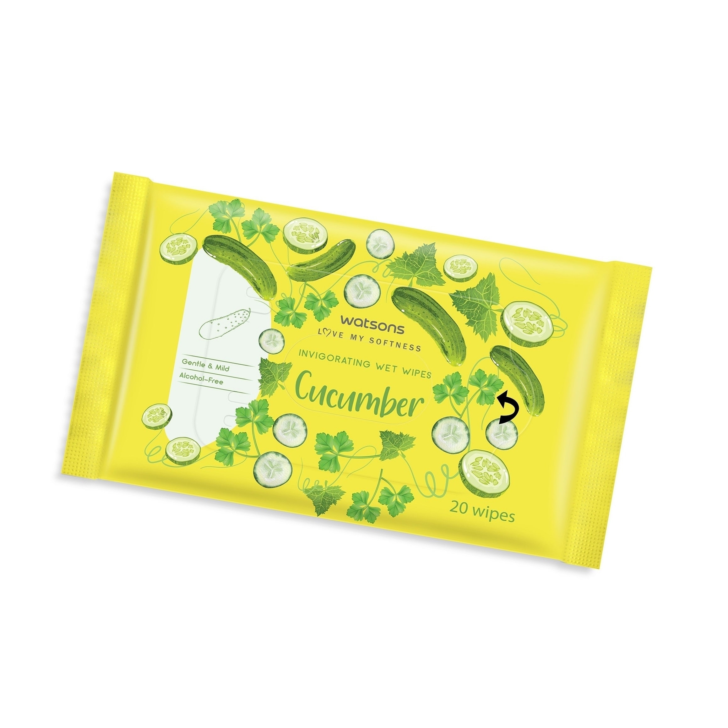 Invigorating Wet Wipes Sweet Cucumber Scented 20 Sheets