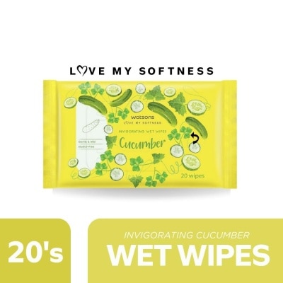 WATSONS Invigorating Wet Wipes Sweet Cucumber Scented 20 Sheets