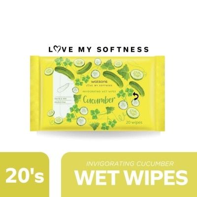WATSONS - Invigorating Wet Wipes Sweet Cucumber Scented 20 Sheets