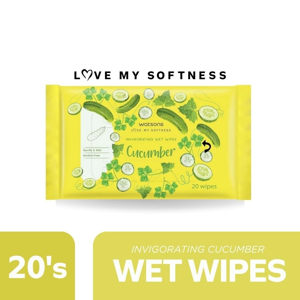 Invigorating Wet Wipes Sweet Cucumber Scented 20 Sheets