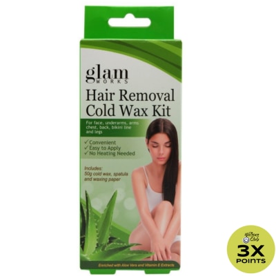 GLAMWORKS Hair Removal Cold Wax Kit Aloe and Vit. E 50g
