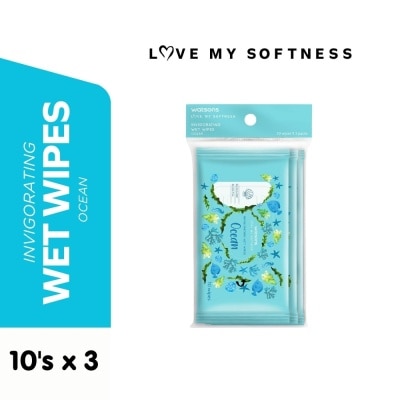 WATSONS Invigorating Wet Wipes Ocean Scented 3x10 Sheets