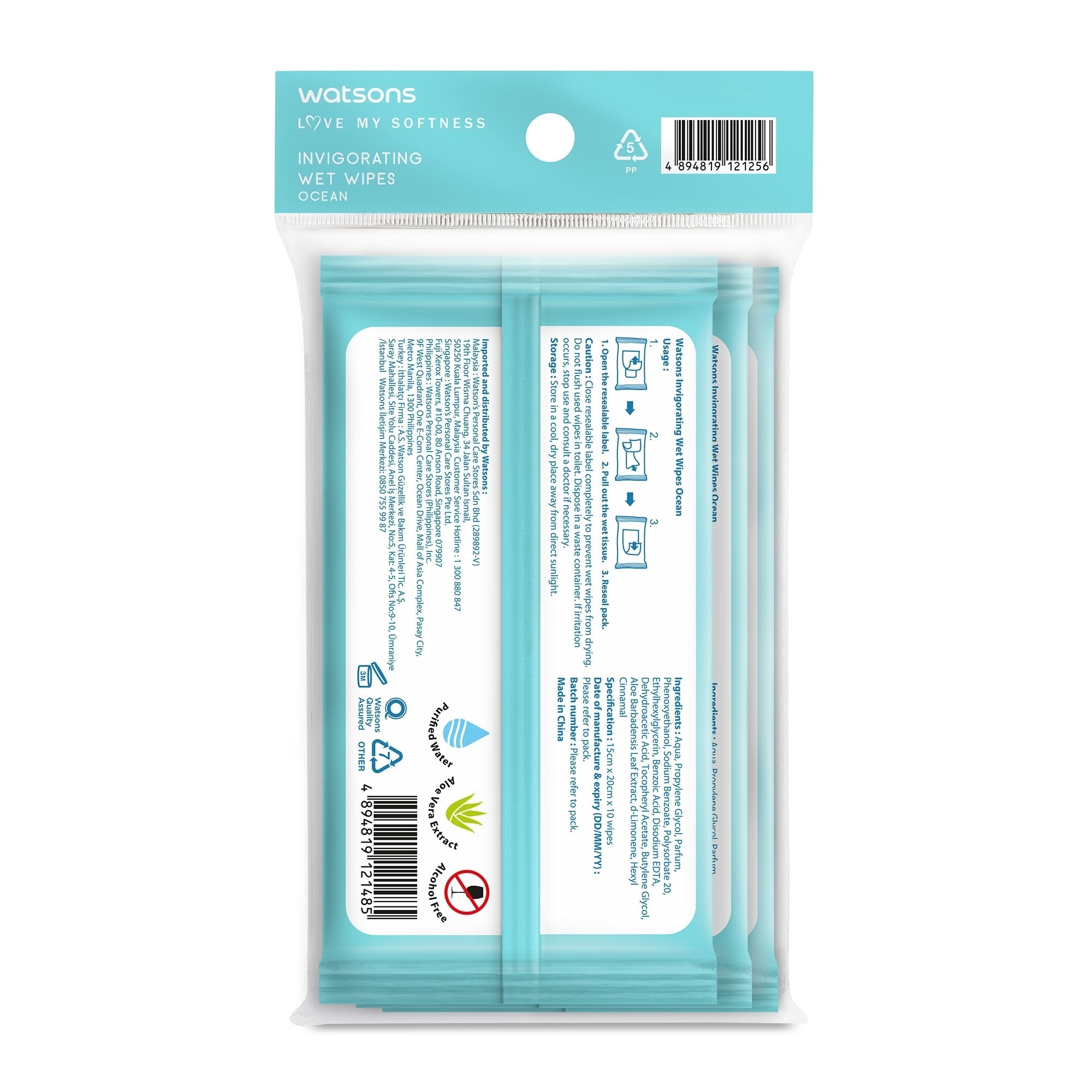 Invigorating Wet Wipes Ocean Scented 3x10 Sheets