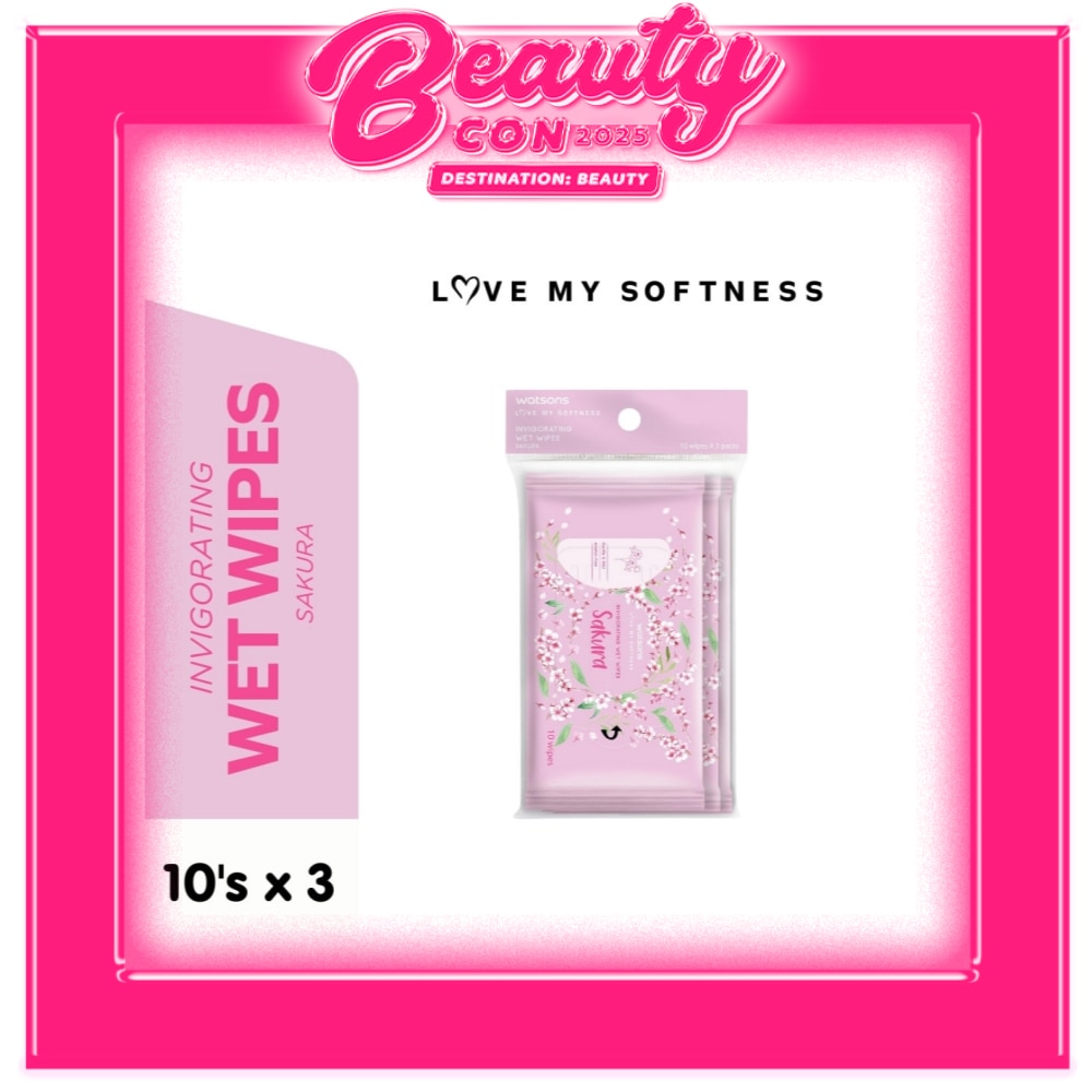Invigorating Wet Wipes Sakura Scented 3x10 Sheets