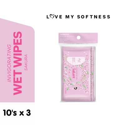 WATSONS Invigorating Wet Wipes Sakura Scented 3x10 Sheets