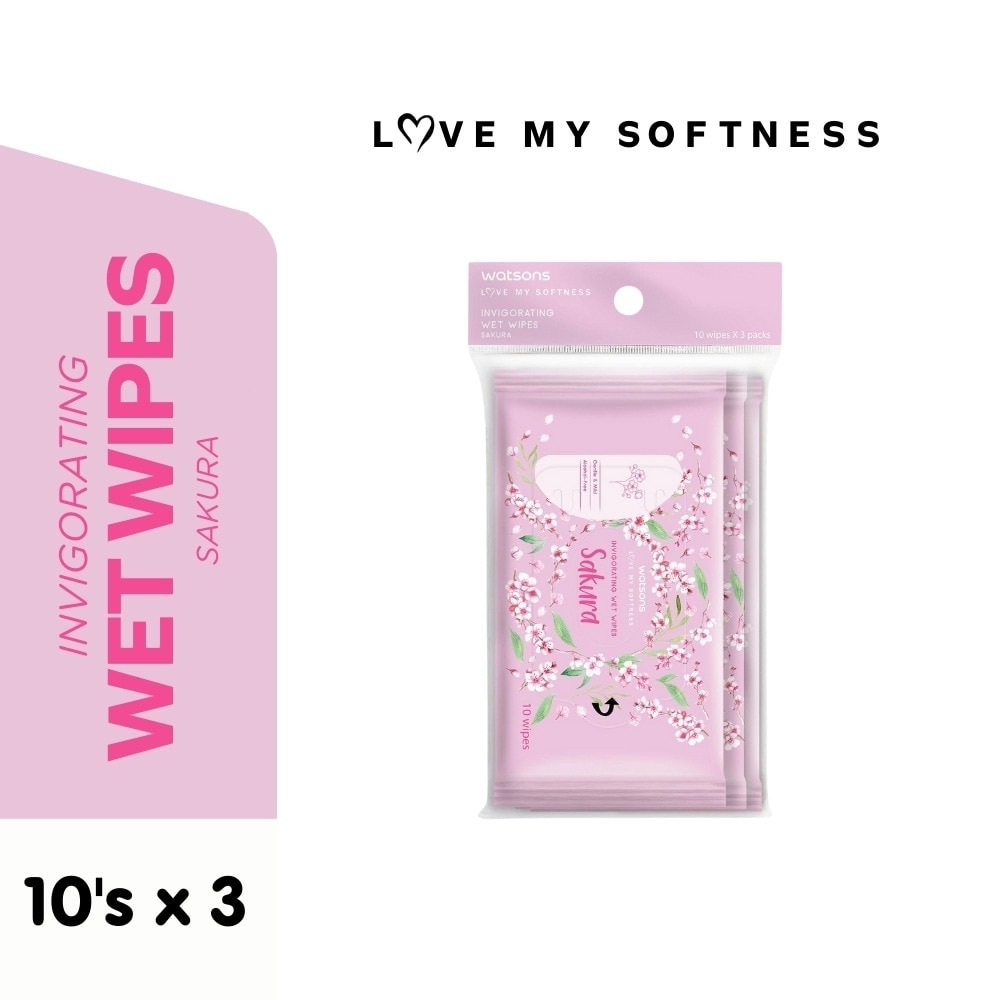 Invigorating Wet Wipes Sakura Scented 3x10 Sheets