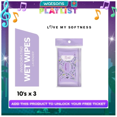 WATSONS Invigorating Wet Wipes Lavender Scented 3x10 Sheets