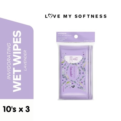 WATSONS Invigorating Wet Wipes Lavender Scented 3x10 Sheets