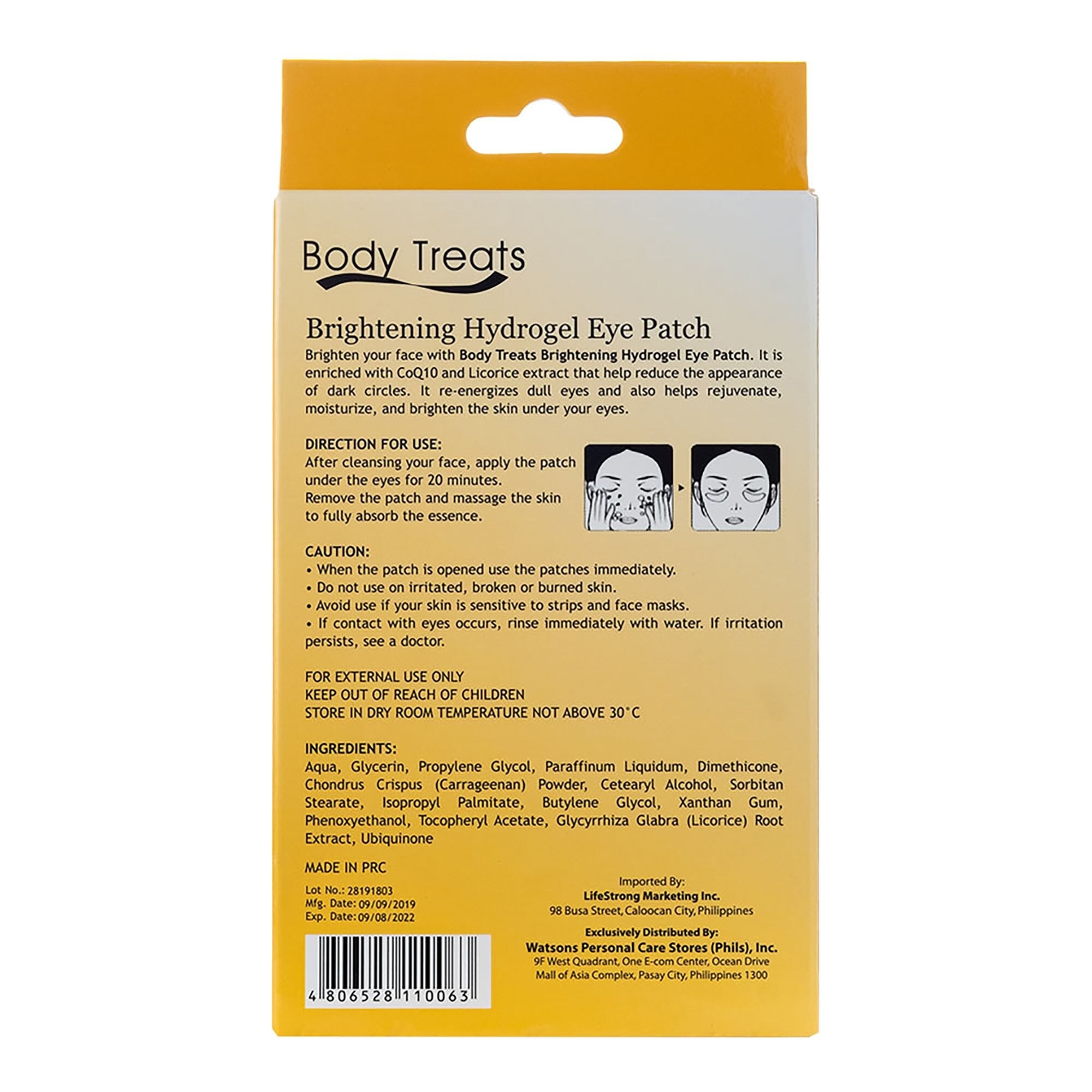 BODY TREATS Hydrogel Eyepatch Brghtnng3S