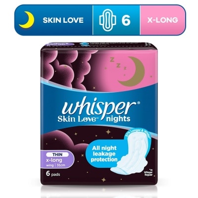 WHISPER Skin Love All Night Ultra Slim 6 Pads [SANITARY NAPKIN]