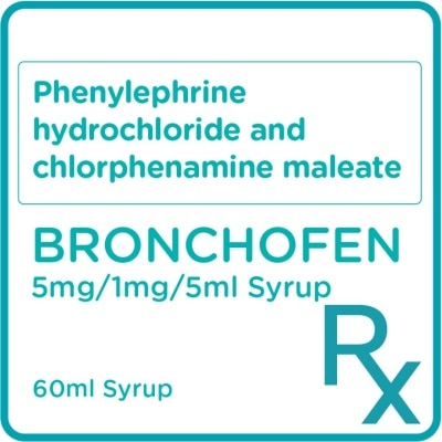 BRONCHOFEN Phenylephrine Hydrochloride and Chlorphenamine Maleate 5mg/1mg/5ml 60ml [PRESCRIPTION REQUIRED]