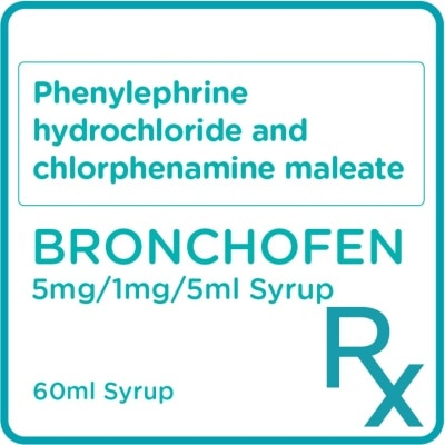 BRONCHOFEN Phenylephrine Hydrochloride and Chlorphenamine Maleate 5mg/1mg/5ml 60ml [PRESCRIPTION REQUIRED]