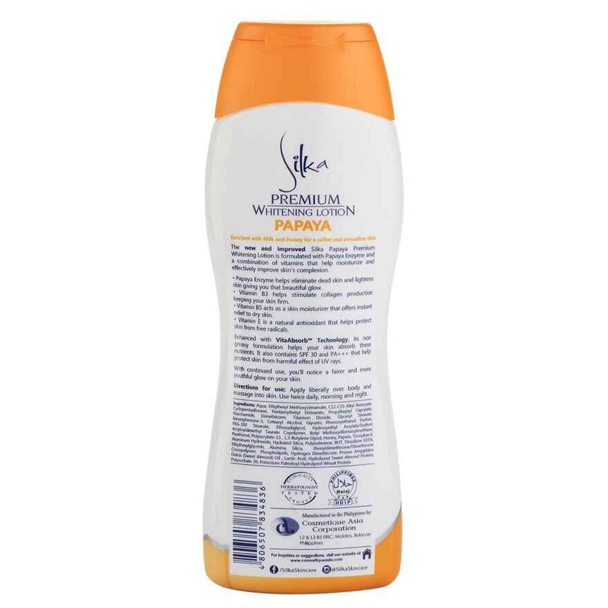 SILKA, Papaya Premium Whitening Lotion SPF 30 100ml