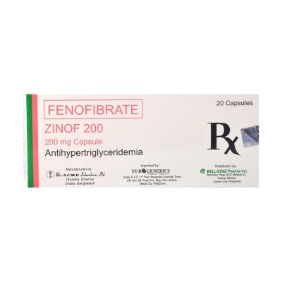 ZINOF Fenofibrate 200Mg 1 Capsule [PRESCRIPTION REQUIRED]