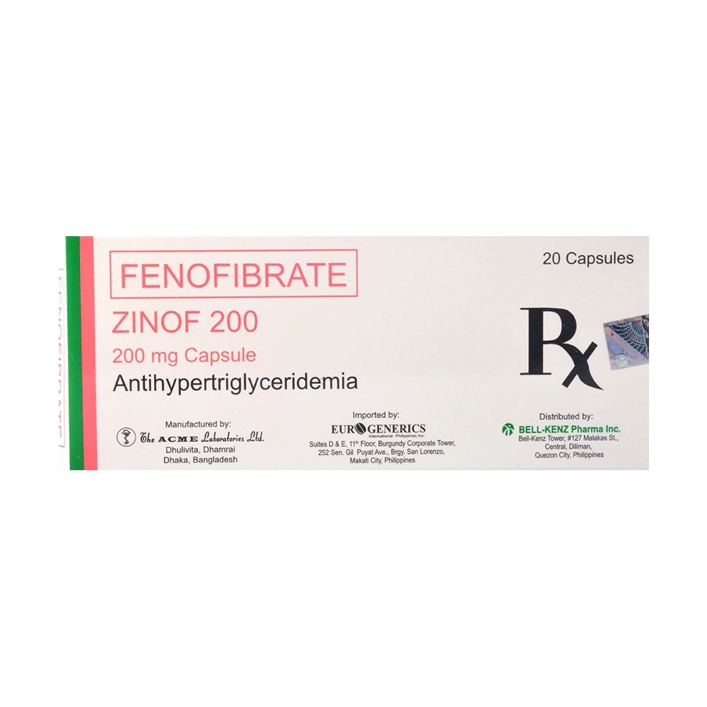 ZINOF Fenofibrate 200Mg Sold Per Piece [PRESCRIPTION REQUIRED]
