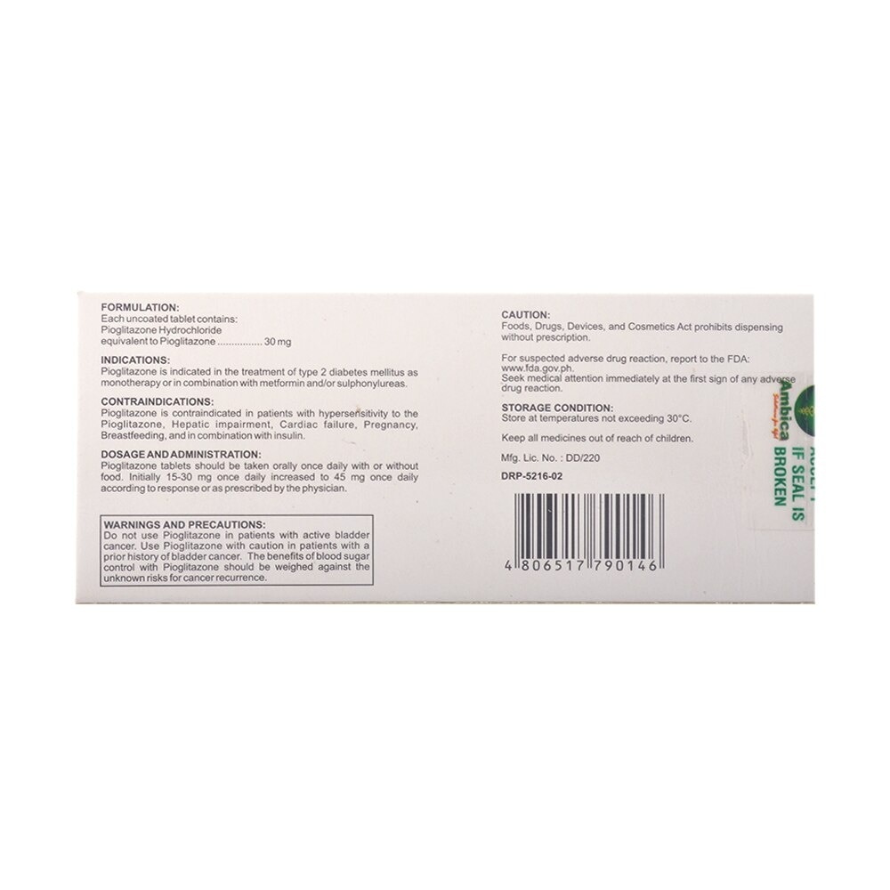 Pioglitazone 30Mg 1 Tablet [Prescription Required]