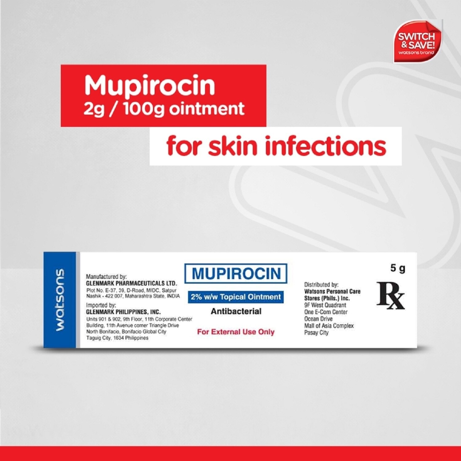 WATSONS GENERICS Mupirocin 2% Ointment 5g (Expiry:  Dec. 31, 2025) [PRESCRIPTION REQUIRED]