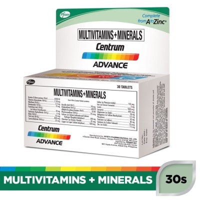 CENTRUM Centrum Advance Multivitamins + Minerals 30 Tablets Bottle