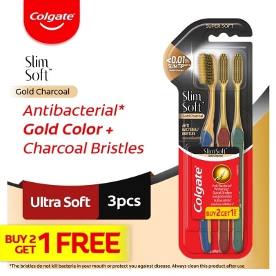 COLGATE Slimsoft Charcoal Gold Toothbrush  2+1 set