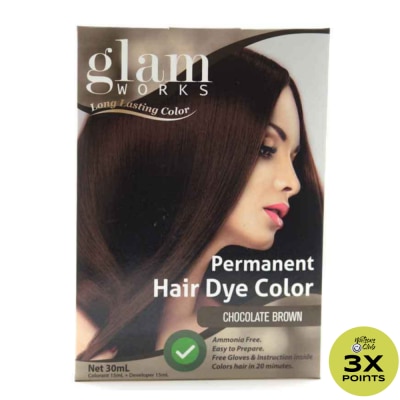 GLAMWORKS Permanent Hair Dye Color Chocolate Brown 30mL