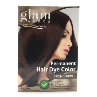 GLAMWORKS Permanent Hair Dye Color Chocolate Brown 30mL