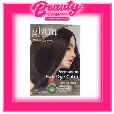 GLAMWORKS Permanent Hair Dye Color Dark Ash Brown 30ml