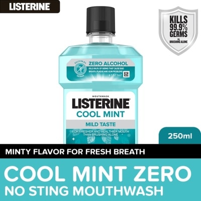 LISTERINE Listerine Cool Mint Zero Alcohol / Alcohol Free Mouthwash 250ml - For Oral Care, Fresh Breath